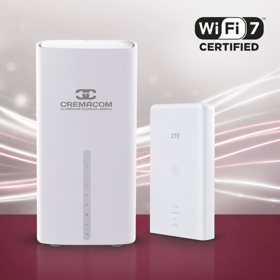 Router 5G Cremacom con unità esterna ZTE — Wi-Fi 7 Certified